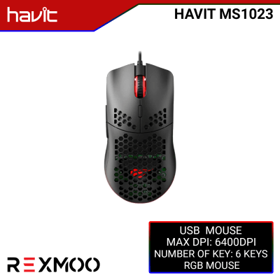 rexmoo Havit GAMENOTE MS1023 RGB Backlit Programmable USB Gaming Mouse Black
